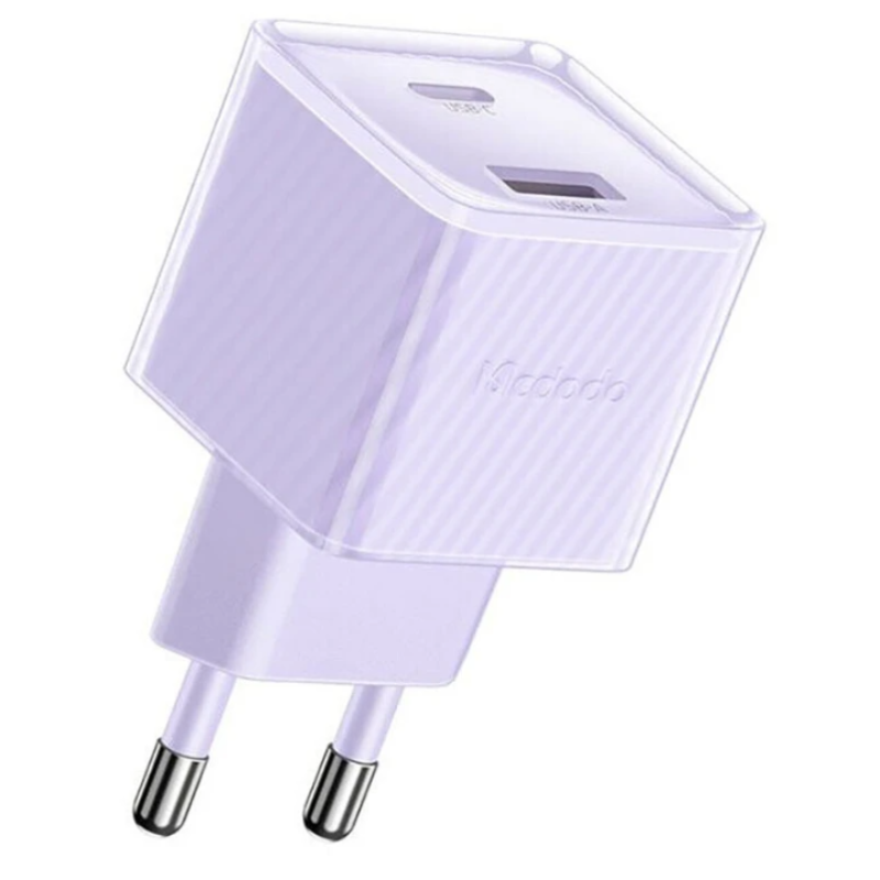 Зарядное устройство сетевое с USB и Type-C входами 33W GaN McDodo CH-4153 (быстрая зарядка PD, QC) фиолетовое