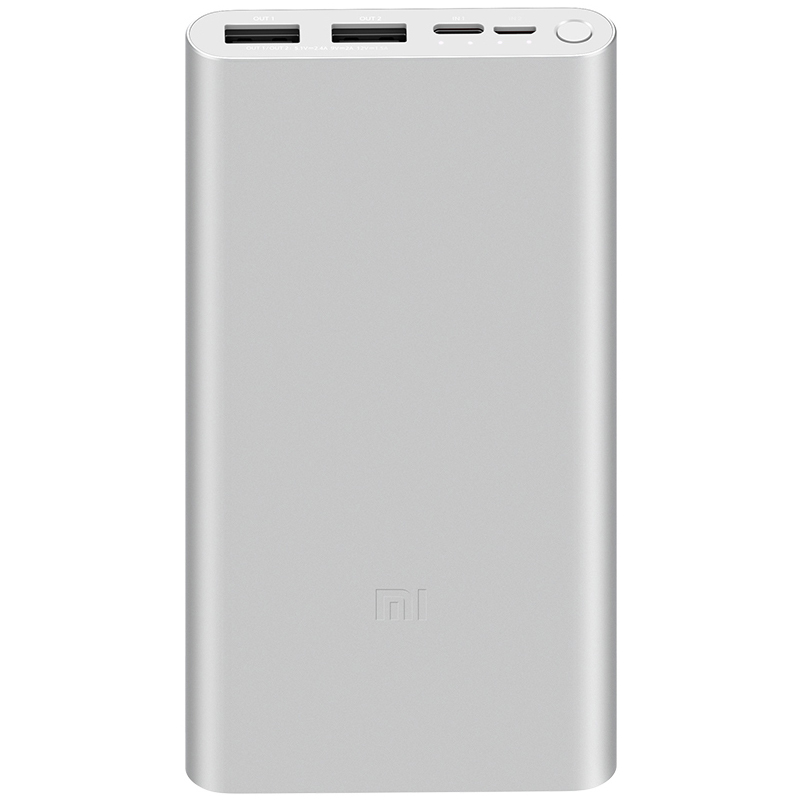 

Внешний аккумулятор Xiaomi Mi Power Bank 3 PLM13ZM 10000мАч (2хUSB, ток 2.6А, быстрая зарядка QC 3.0, 18Вт) серебристый