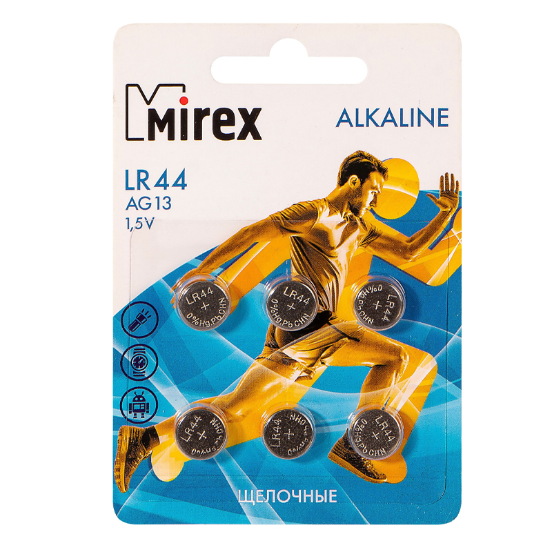 

Батарейка AG13 (LR44) Alkaline Mirex упаковка 6 шт.