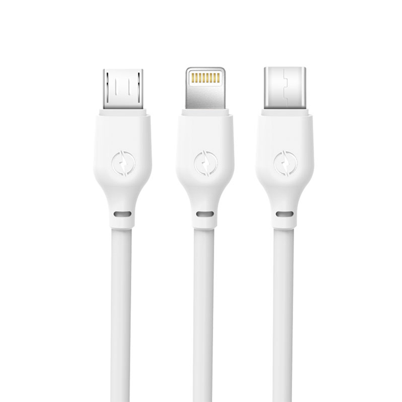 

Кабель USB - MicroUSB, Lightning, Type-C 1 м 2.1A XO NB103 белый