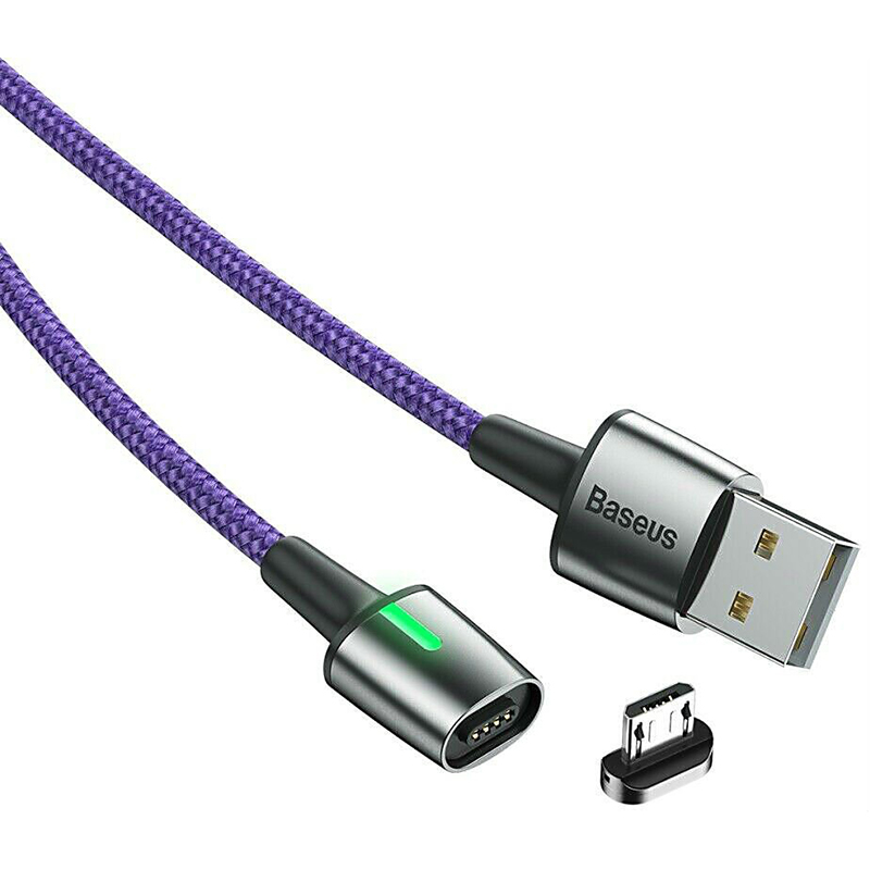 

Кабель USB - MicroUSB для зарядки 2 м 1.5А магнитный плетеный Baseus Zinc фиолетовый