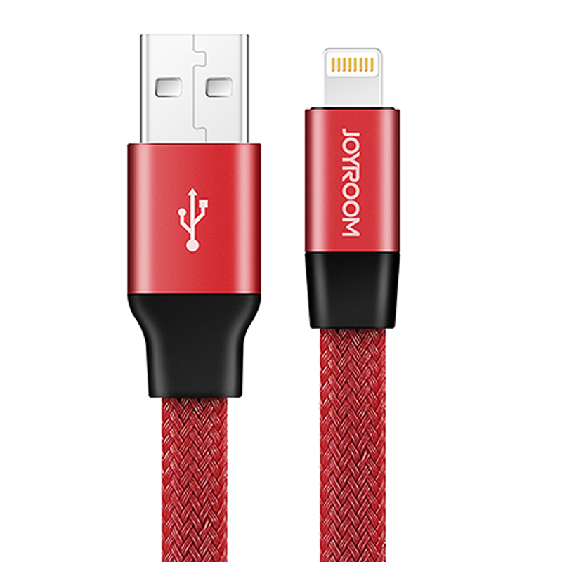 

Кабель USB - Lightning для зарядки iPhone 0,5 м 2.4А плетеный плоский Joyroom Magic S-M340 красный