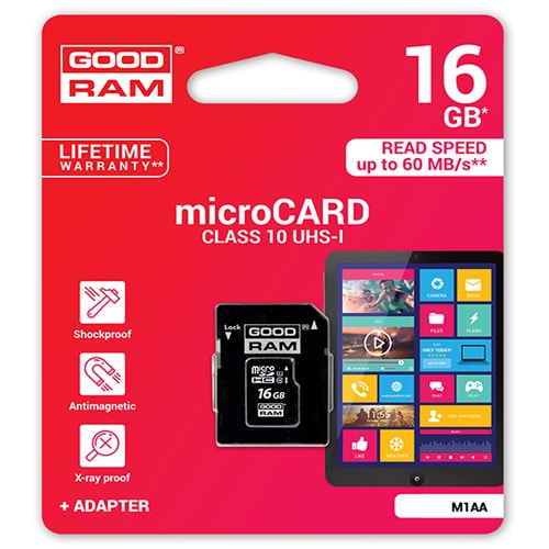 

Карта памяти GOODRAM MicroSDHC 8Gb Class 10 с адаптером SD