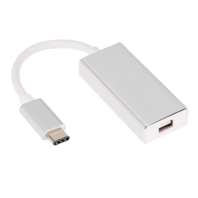 

Переходник Type-C - Mini DisplayPort (папа - мама) с кабелем серебристый