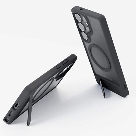 Чехол для Samsung Galaxy S25 Ultra гибридный с подставкой VLP Reels Magsafe прозрачно-черный