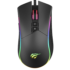 Мышь проводная оптическая Havit MS1001S с подсветкой 7 кнопок 4800 dpi игровая серая