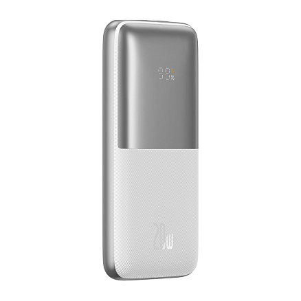 Внешний аккумулятор Baseus Bipow Pro Digital Overseas Edition с дисплеем 10000мАч (USB, Type-C, ток 3А, быстрая зарядка PD, QC 3.0, 20Вт) белый