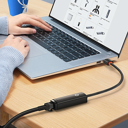 Хаб (разветвитель) Type-C - Ethernet RJ45 100 Мбит/с Baseus Lite Series черный