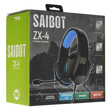 Наушники TFN Saibot ZX-4 полноразмерные с микрофоном игровые черно-синие