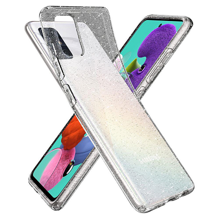 Чехол для Samsung Galaxy A51 гелевый с блестками Spigen SGP Liquid Crystal Glitter прозрачный
