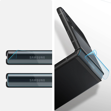 Защитное стекло на камеру и пленка на корпус для Samsung Galaxy Z Flip 3 Spigen GLAS.tR черное