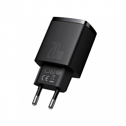 Зарядное устройство сетевое с USB и Type-C входами 3А 20W Baseus Compact CCXJ-B01 (быстрая зарядка PD, QC 3.0) черное