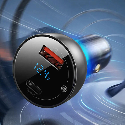 Зарядное устройство автомобильное с USB и Type-C входами 5A 65W Baseus Particular (быстрая зарядка QC 4+, QC 3.0, PD) серебристое