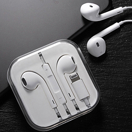 Наушники WiWU Earbuds C100 в разъём Lightning вкладыши с пультом белые