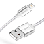 Кабель USB - Lightning для зарядки iPhone 2 м 2.4А MFi плетеный Ugreen US199 серебристый