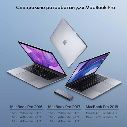 Хаб (разветвитель) Dual Type-C - HDMI 4K 60Hz, 2 х USB 3.0, Gigabit Ethernet, 2 х Type-C PD 100W Ugreen CM218 серый
