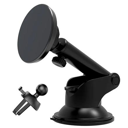 Держатель автомобильный на панель и в решетку обдува TFN MagDiskCar черный