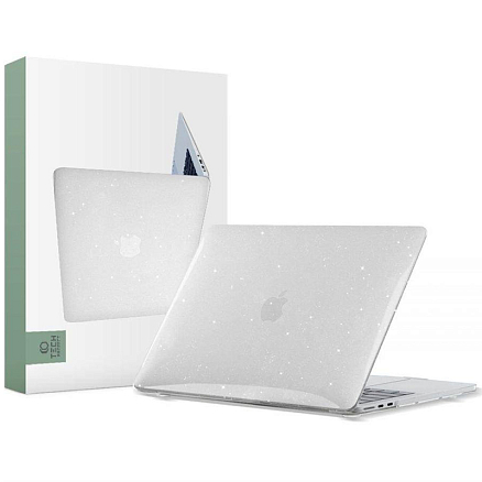 Чехол для Apple MacBook Air 13 M2 2022 пластиковый с блестками Tech-Protect SmartShell прозрачный