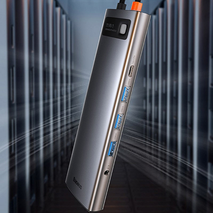 Хаб (разветвитель) Type-C 11-в-1 (PD) Baseus Metal Gleam серый