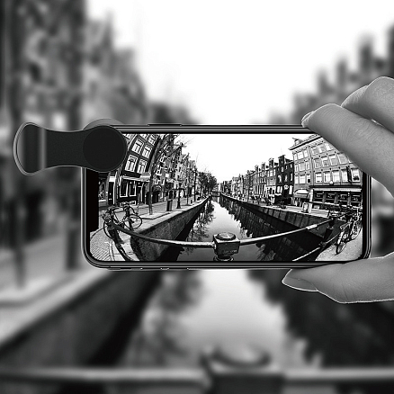 Объектив для телефона универсальный 3-в-1: Fisheye, Wide-Angle, Macro на прищепке Baseus Magic Camera черный