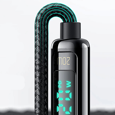 Кабель Type-C - Lightning для зарядки 1,2 м 3А 20W с дисплеем плетеный McDodo CA-8810 (быстрая зарядка PD) черный