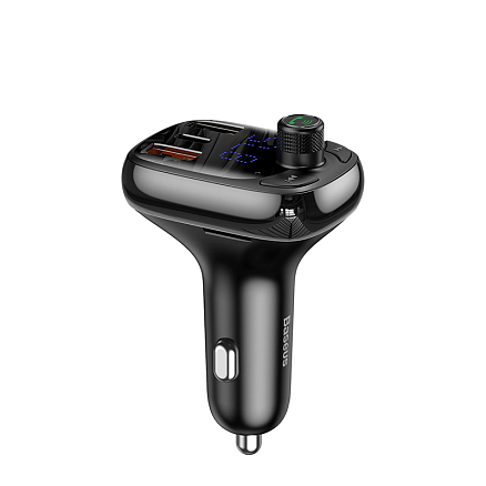 FM модулятор (трансмиттер) автомобильный Baseus S-13 с громкой связью, двумя USB (5A, Q.C 4.0) для зарядки и Type-C (PD 3.0) черный