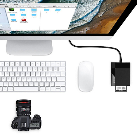 Картридер USB 3.0 универсальный длина 50 см Ugreen CR125 черный