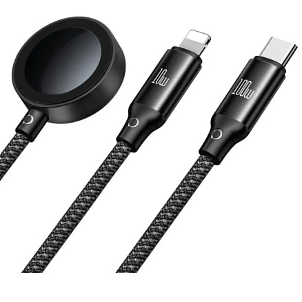 Кабель Type-C - Type-C 100W, Lightning 10W с беспроводной зарядкой для Apple Watch Mcdodo CA-4940 черный