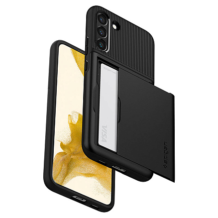Чехол для Samsung Galaxy S22+ гибридный со слотом для карты Spigen Slim Armor CS черный