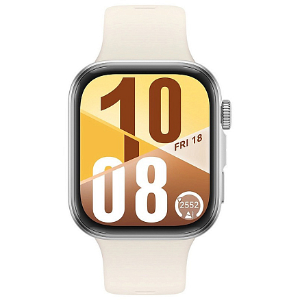 Умные часы Huawei Watch FIT 4 (серебристый, с бежевым силиконовым ремешком, международная версия)