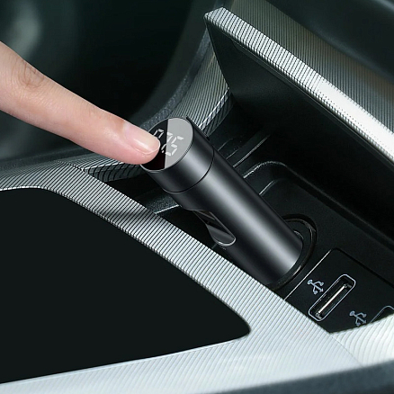 FM модулятор (трансмиттер) автомобильный Baseus Energy Column с громкой связью и двумя USB (3.1A) для зарядки темно-серый