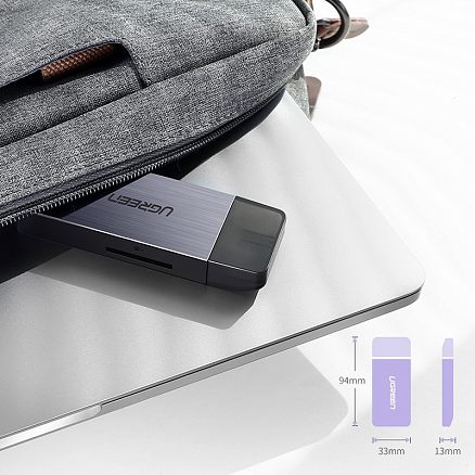Картридер USB 3.0 для SD, MicroSD, CF и MS Ugreen CM180-50541 серо-черный