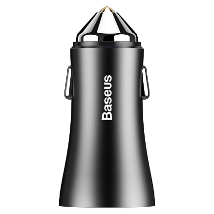 Зарядное устройство автомобильное с двумя USB входами 2.4А Baseus Golden Contactor черное
