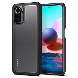 Чехол для Xiaomi Redmi Note 10, 10S гибридный Spigen Ultra Hybrid прозрачно-черный матовый