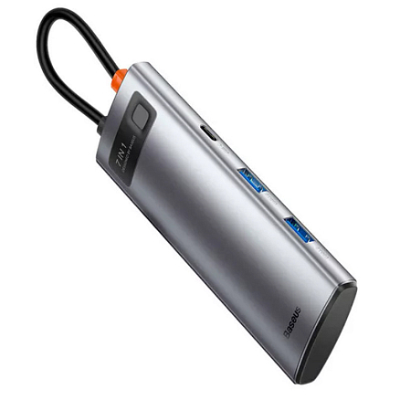 Хаб (разветвитель) Type-C - HDMI, 2 х USB 3.0, Type-C, Type-C PD, SD, microSD Baseus Gleam Series серый