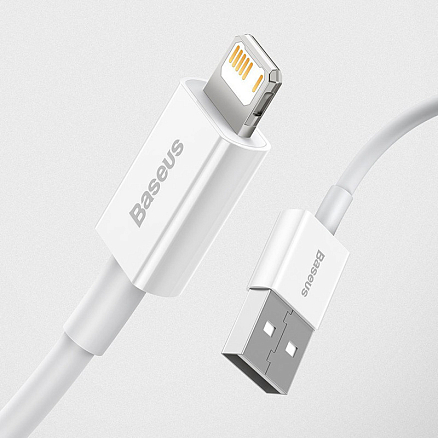 Кабель USB - Lightning для зарядки iPhone 0,25 м 2.4А Baseus Superior белый