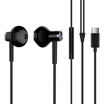 Наушники Xiaomi Mi Dual Driver Earphones в разъем Type-C вкладыши с микрофоном и пультом черные