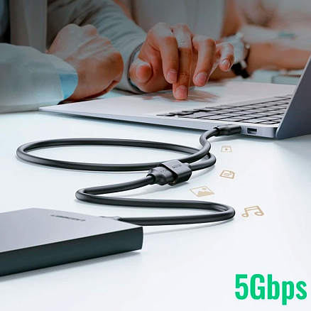 Кабель-удлинитель USB 3.0 (папа - мама) длина 0,5 м Ugreen US129 черный