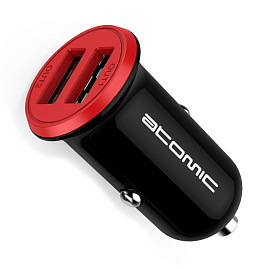 Зарядное устройство автомобильное с двумя USB входами 3.4A и Type-C кабелем Atomic C206