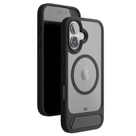 Чехол для iPhone 16 гибридный с подставкой VLP Reels Magsafe прозрачно-черный