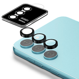 Защитное стекло на камеру для Samsung Galaxy S23, S23+ Whitestone EZ черное