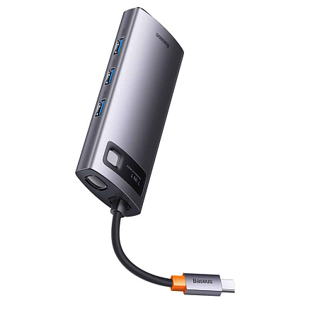 Хаб (разветвитель) Type-C - HDMI, 3 х USB 3.0, Type-C PD, VGA, RJ45 Baseus Gleam Series серый