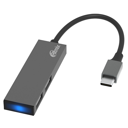 Переходник Type-C - 2 х USB 2.0 Ritmix CR-4201 серый