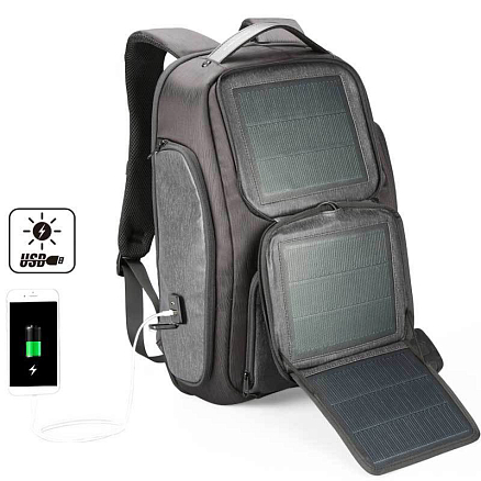 Рюкзак Kingsons Solar Upgraded с отделением для ноутбука до 15,6 дюйма и USB зарядкой на солнечной батарее черный