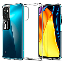 Чехол для Xiaomi Redmi Note 10 5G, Poco M3 Pro гибридный Spigen SGP Ultra Hybrid прозрачный