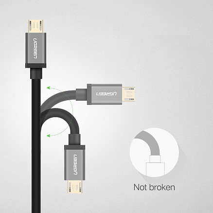 Кабель USB - MicroUSB, Type-C 1,5 м 2.4A Ugreen US196 черный