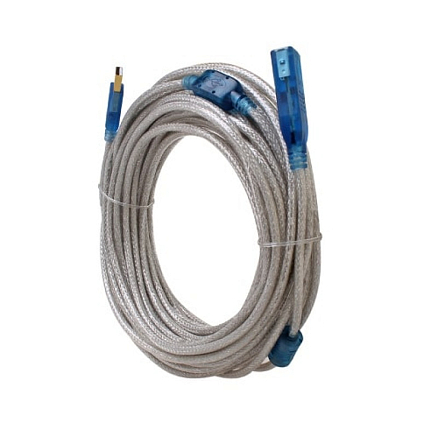 Кабель-удлинитель USB 2.0 (папа - мама) длина 15 м Dtech DT-5027 с питанием и ферритами