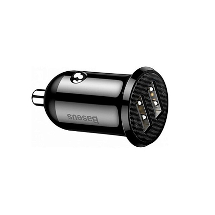 Зарядное устройство автомобильное с двумя USB входами 4.8A Baseus Grain Pro черное