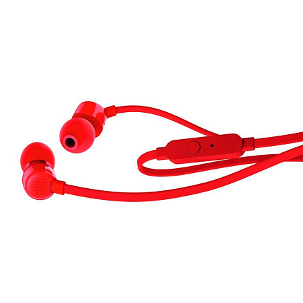 Наушники JBL Tune 110 вакуумные с микрофоном и плоским проводом красные
