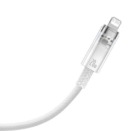 Кабель Type-C - Lightning для зарядки 1 м 20W плетеный Baseus Explorer CATS010202 (быстрая зарядка PD) белый белый